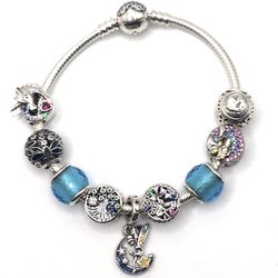 Authentic Pandora Bracelet With x2 Pandora Brand Beads Plus All 925 Charms