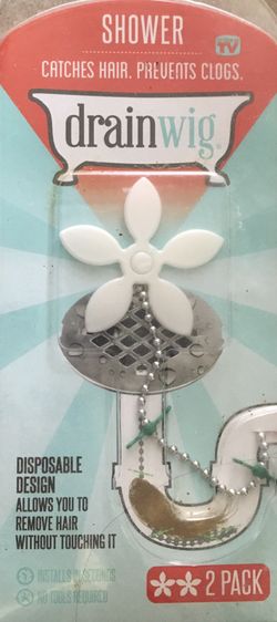NEW! 2 pack Shower Drainwig-Catches hairs; Detangles; Prevents Clogs.