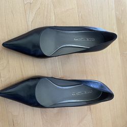 Via Spiga Pointed Toe Leather Black Stiletto Pump Heels Classic Sz 7.5 