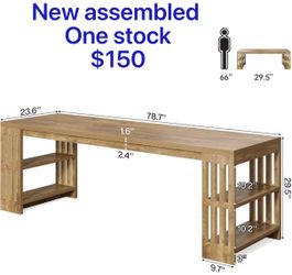 😀 78.7" Long Desk, 2 Person Desk with Shelves, Large Wooden Computer Desk, Heavy Duty Shelf Legs Design for Two Person Home Office, Business, Worksta