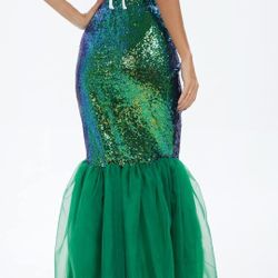 Mermaid Costume for Women Sequin Tail Maxi Skirt Halloween Party size large