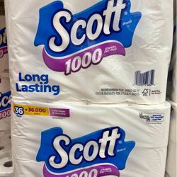 Scott Toilet Paper 36 rolls 1000ct per roll for long last ting brand new full pack only $28 for sale