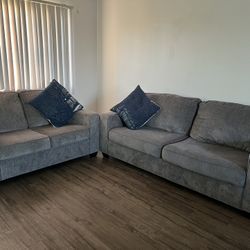 Love Seat Sofá Set Grey One With Sleeper Bed