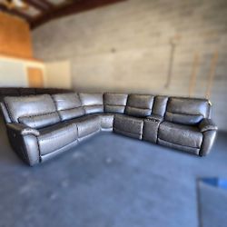 Free Available Wylder Leather Power Reclining Sectional with Power Headrests Retail $3000 (Costco 