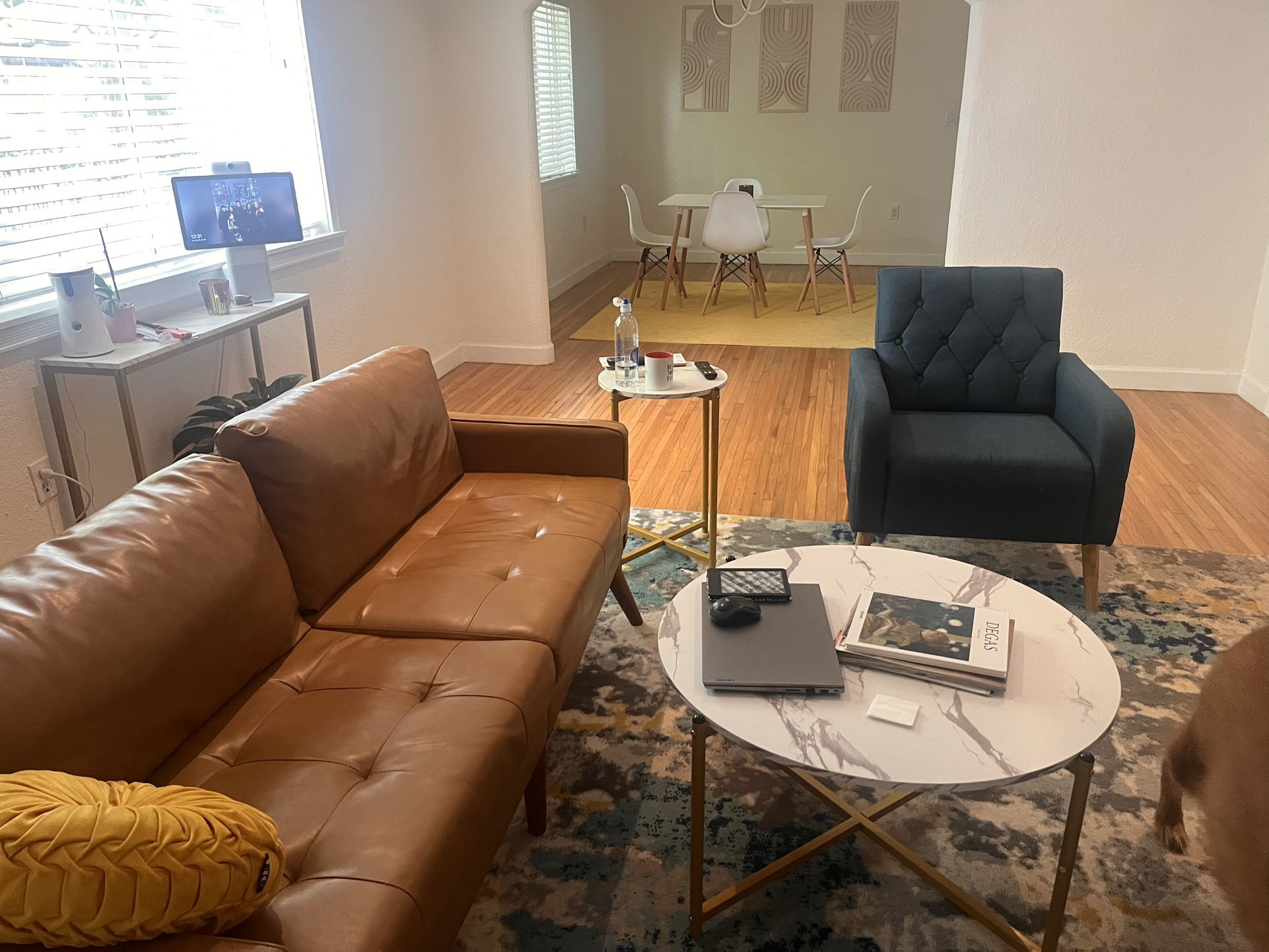 Tan Faux Leather Couch