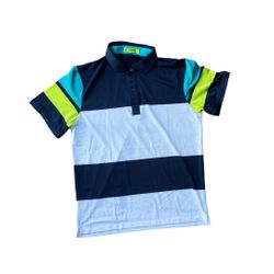 Mens Large Blue/Green Striped G/FORE Golf Polo 