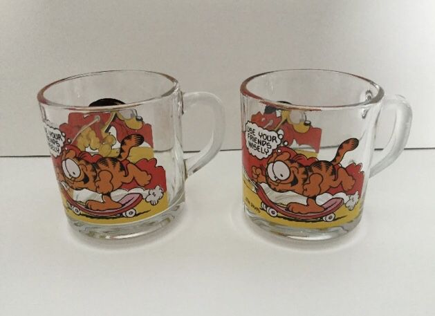 Garfield and Odie Collectible Glass Mugs - 1978