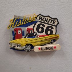 Historic Illinois Route 66 Refrigerator Magnet