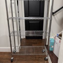 Heavy-Duty Chrome Wire Shelving Unit on Wheels – 4 Tier