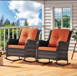 Outdoor Wicker Rocking Chairs Set of 2 patio furniture patio set ✅🆕