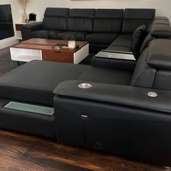Black Leather Sectional