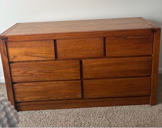 Solid Oak Wood 7 Drawer Dresser