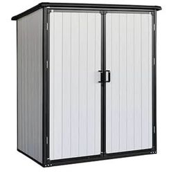 New in Box 5x3 FT Outdoor Storage Shed Waterproof Resin Cabinet Polypropylene Frame w/ Lockable Door