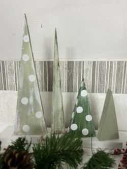 Fabulous Wooden Trees Handcrafted … Freshly Painted , Distressed… Some Embellished With Beads 