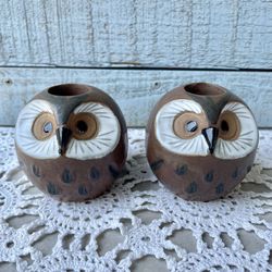 Vintage Owl Candlestick Holders