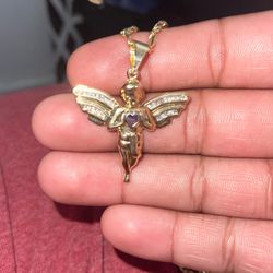 10k purple ruby heart shape with cubic zirconia diamonds