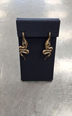 14k Yellow Gold Snake Earrings-6.7g