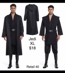 Jedi Star Wars Black Uniform Tunic Costume Large Mens Cosplay