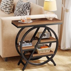 New - 4-Tier End Table, Small Side Table Snack Table with Storage Shelves