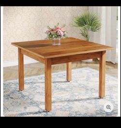 39.4" Square Dining Table Kitchen Table With Real Solid Wood Legs For 4