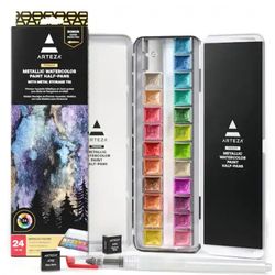 Arteza® Metallic 24 Color Watercolor Half Pan Set