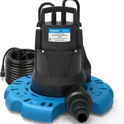 Acquaer 1/4 HP Automatic Swimming Pool Cover Pump, 2250 GPH Submersible Sump Pump with 3/4” Check Valve Adapter & 25ft Power Cord, Water Removal for P