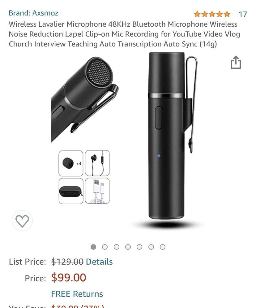 Wireless Lavalier 48KHz Bluetooth Microphone