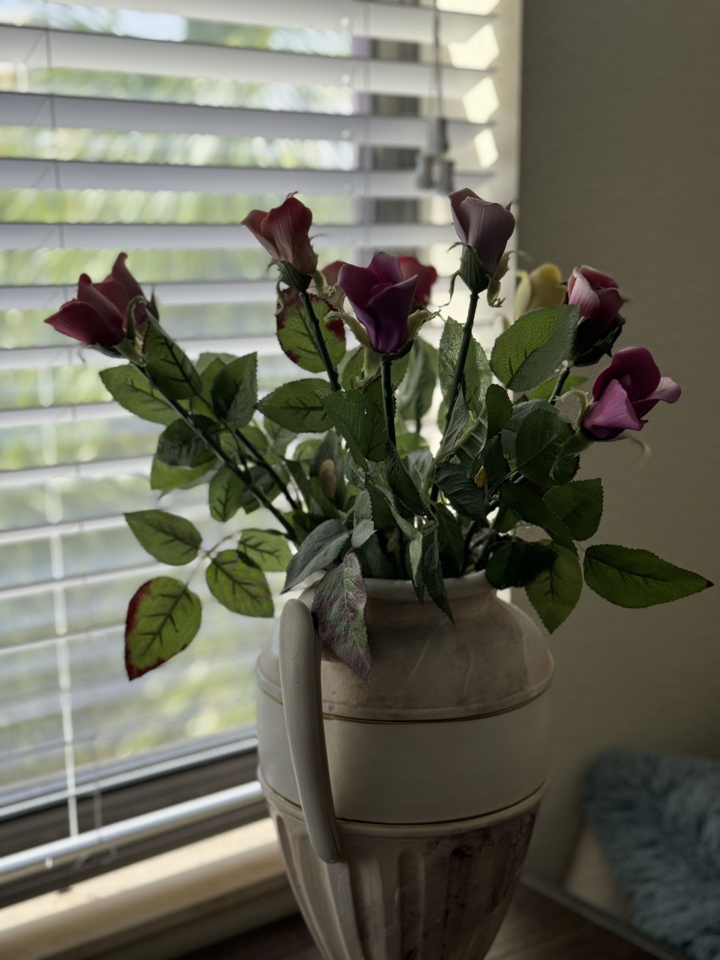 Capodimonte Long Stem Porcelain Roses and Vase