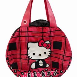 Rare Hello Kitty Plaid Round Tote — Large Size