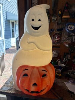Halloween Ghost and Pumpkin Blow Mold Decoration