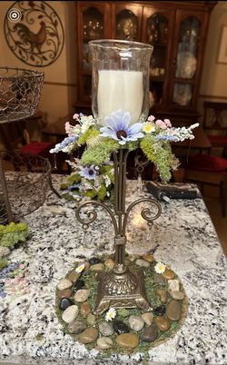 Wedding Centerpiece moss, rock, floral candle mat, quantity 31 total-read descri