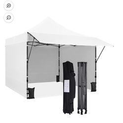 10x10 ft Canopy with Extended Awning, Heavy Duty EZ Pop up Folding Canopy Tent with Roller Bag, Rainproof&Sunproof Awning Gazebo Shelter for Party Eve