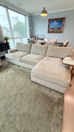 2-Piece Chaise Sectional Sofa Couch with Pluma Plush Cushions