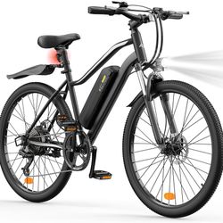 Electric Bike, 750W Peak Motor, 60 Mile 20MPH, 26'' Tires, Removable Battery, Shock Absorber, Commuting Electric Bike for Adults