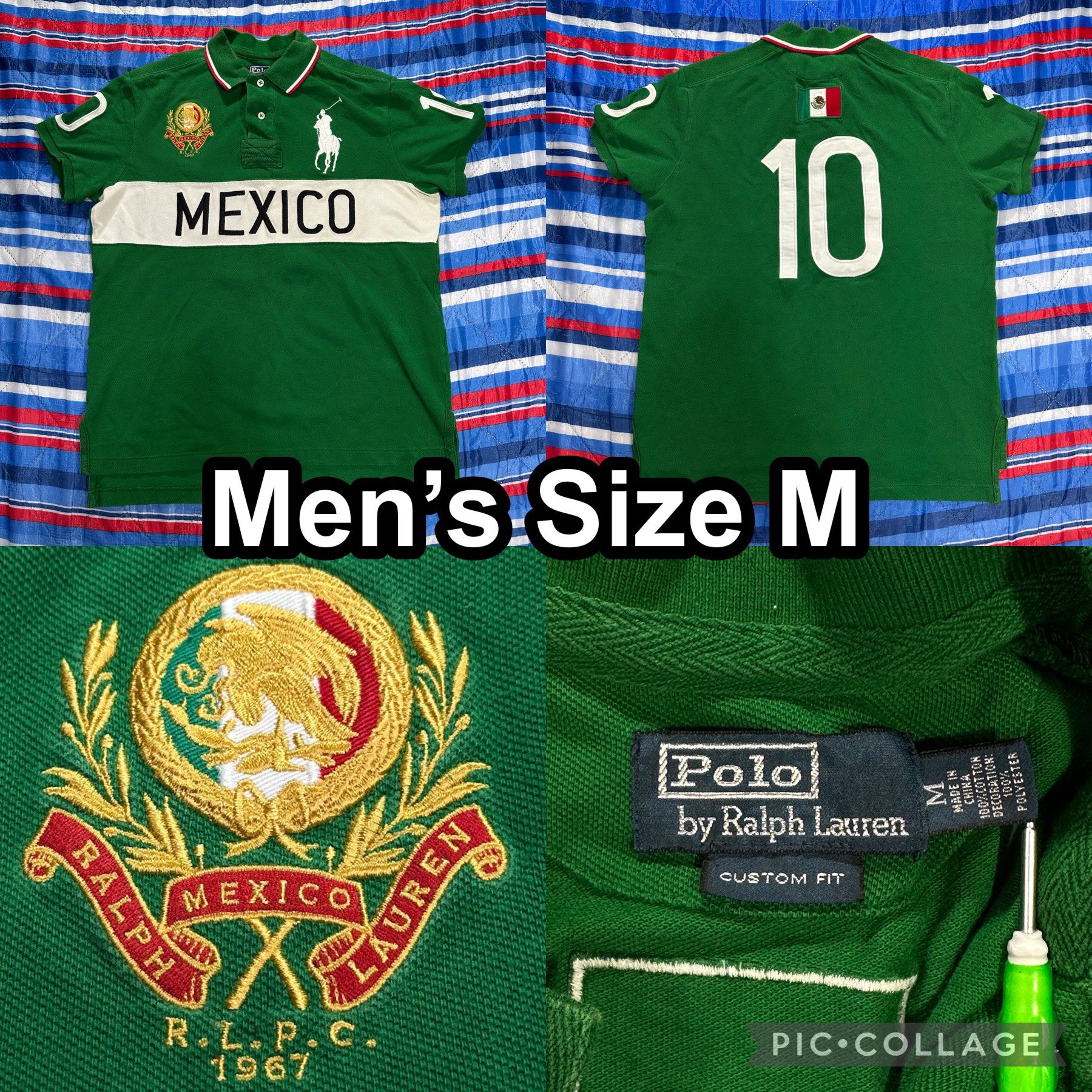 RARE Polo Ralph Lauren Shirt Mens Medium Green Mexico Big Pony Rugby Patches  #10 for Sale in Ontario, CA - OfferUp