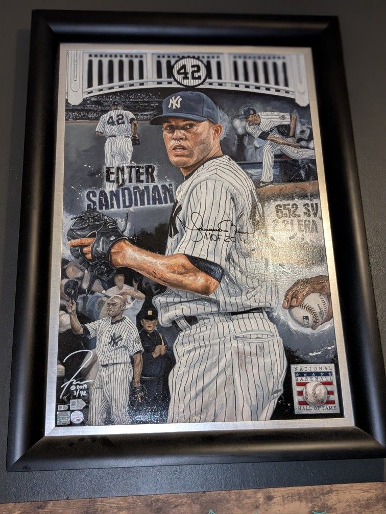 Hand Signed Mariano Rivera Painting By JUSTYN FARANO