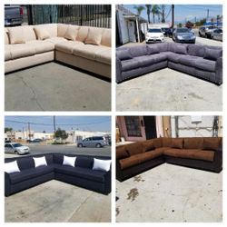 Brand NEW 9x9ft Sectional  Couches. Black, Brown, Cream, And Charcoal MICROFIBER  Sofas 2pcs 