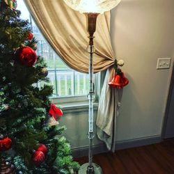 Stunning Vintage Glass Torchiere Lamp 