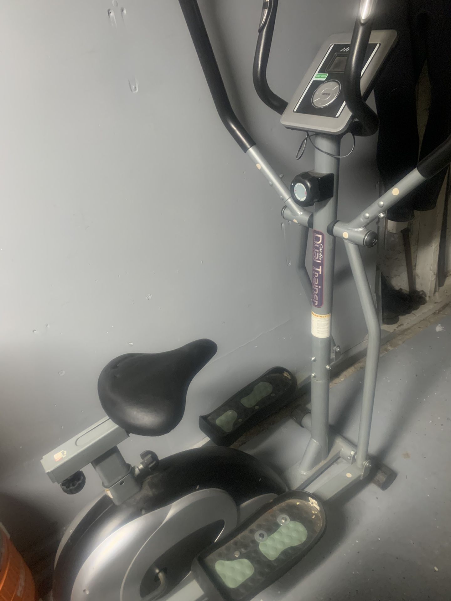 Elliptical and exercise bike dual trainer.