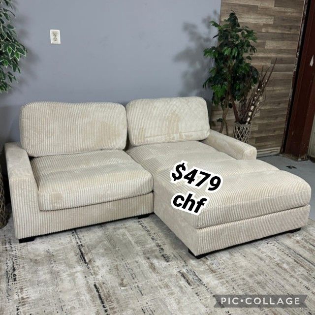Beige corduroy modular sectional sofa  // October Sale 