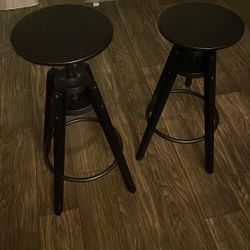 Bar Stools, Round Bar Chairs with Sturdy Metal Frame, Set of 2 Industrial Bar Stools, Height Adjustable, Kitchen Breakfast Stools, for Bar, Dining Roo