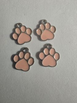 Paw Print Enamel Charms Set of 4