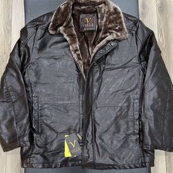 Vella Men's Winter Warm Leather Coat Parka Jacket Size 2XL