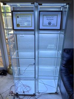 IKEA DETOLF Glass Display Cabinet with LED Lighting