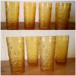 Vintage Amber Concord High Ball Barware Tumblers Glasses 