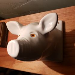 Ceramic Hogs Head , Towel/ Apron Holder