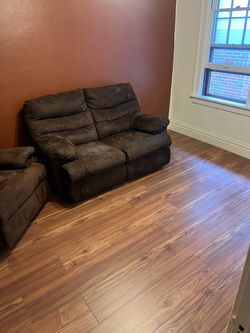 Dark Brown Microfiber Reclining Loveseat with LazyBoy