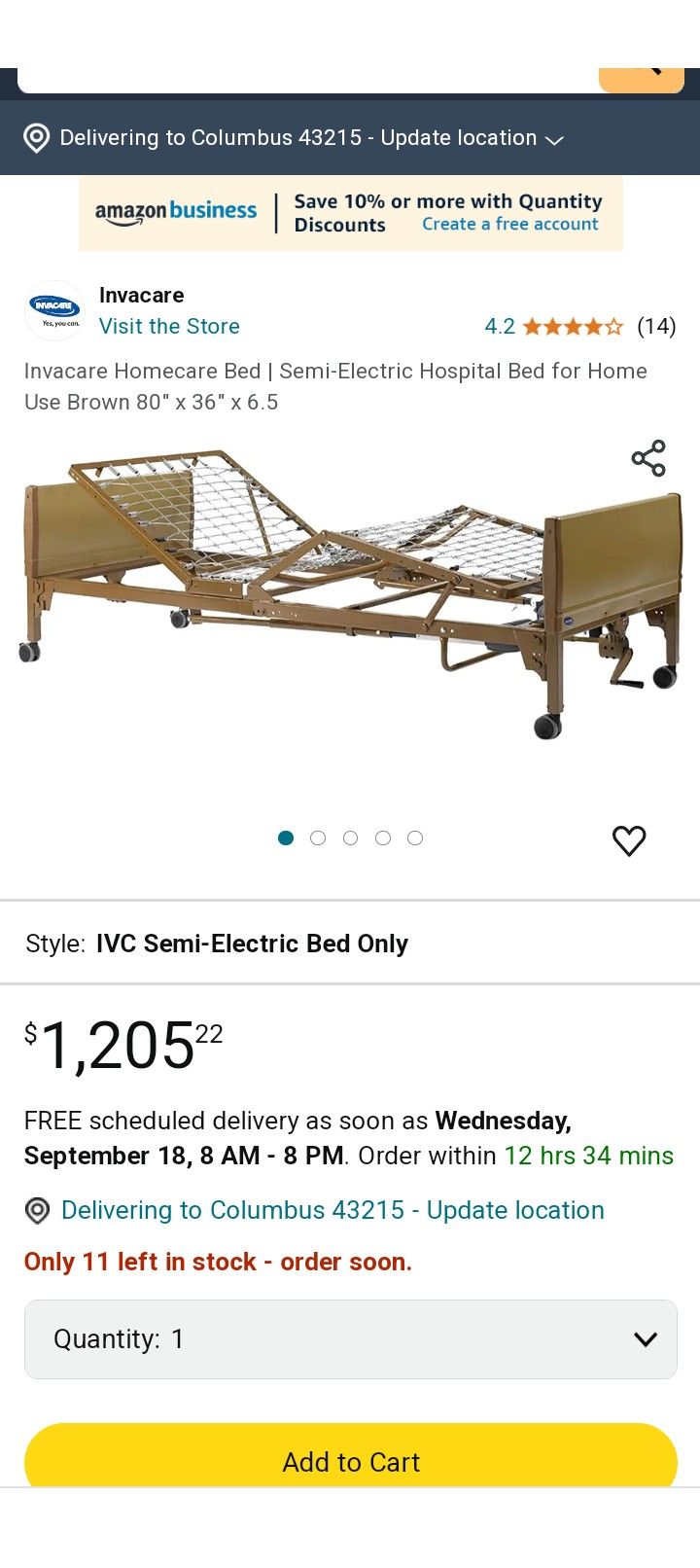 Invacare Medical Bed IVC 5000