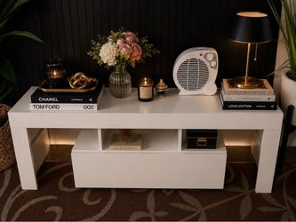 White Low-Profile Console Table with Storage
