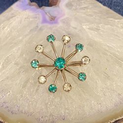 Vintage Sterling Rhinestone Pendant Brooch 